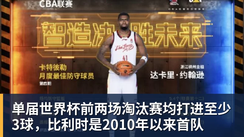 单届世界杯前两场淘汰赛均打进至少3球，比利时是2010年以来首队